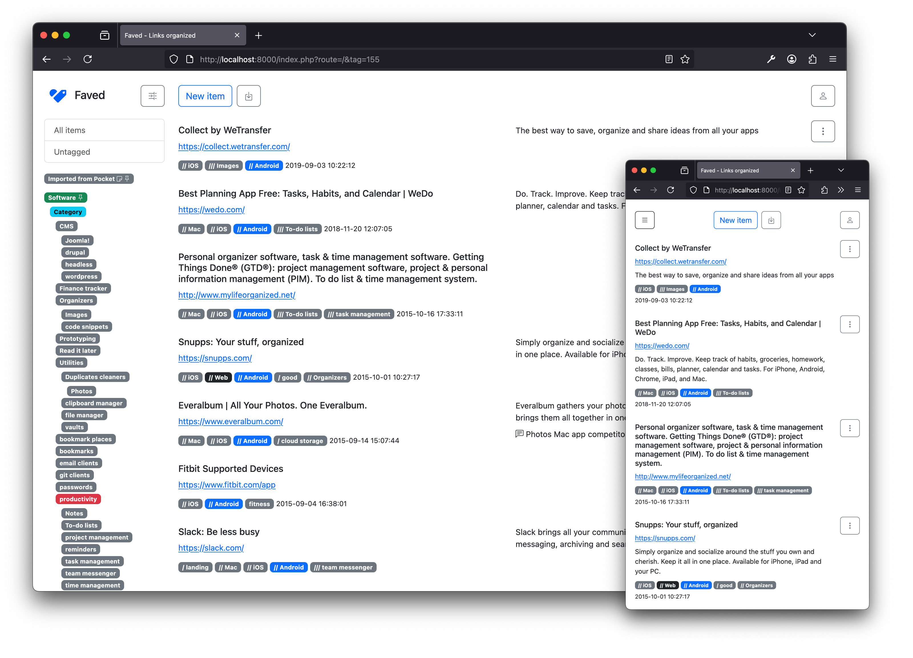 Faved application screenshot