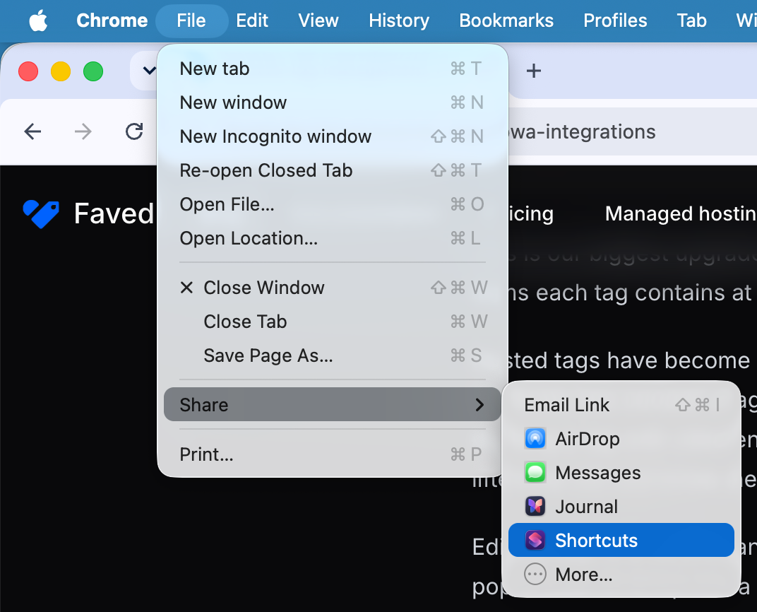 File → Share menu on macOS